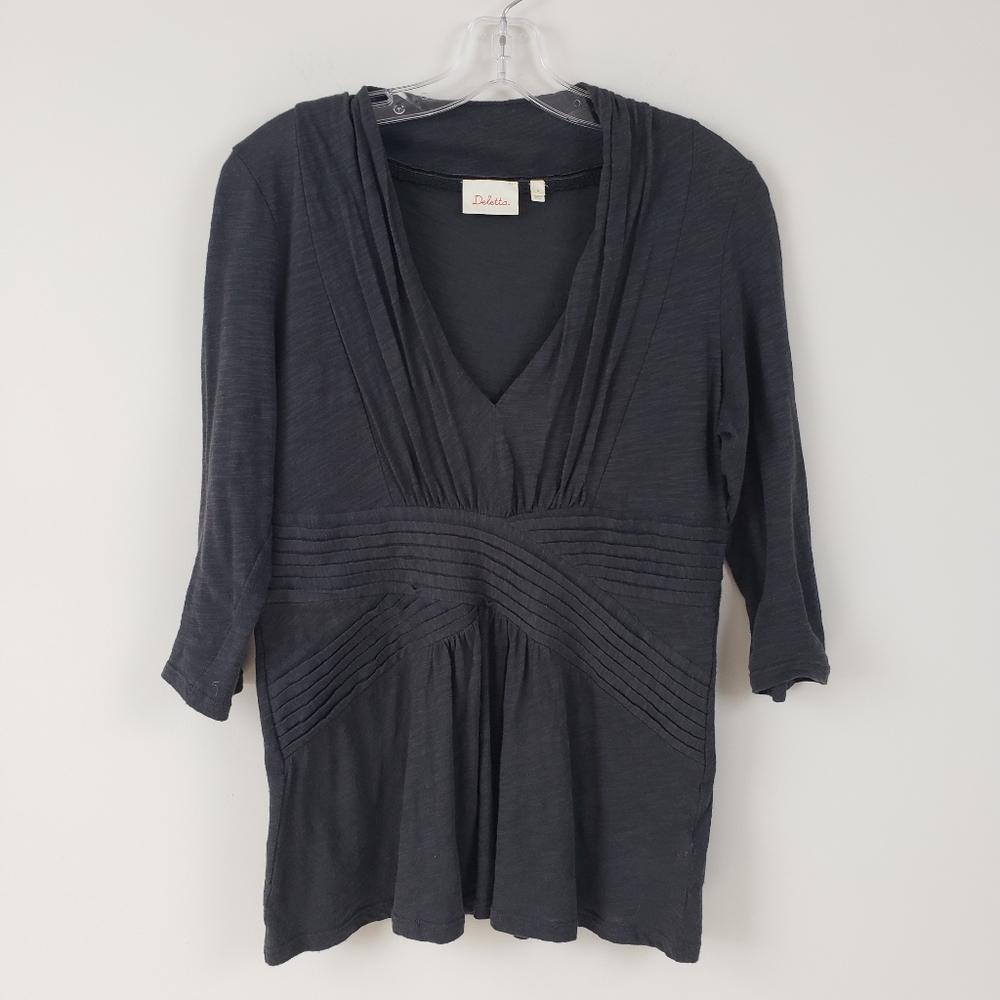 Anthropologie Deletta V-neck Gray Top Size Medium